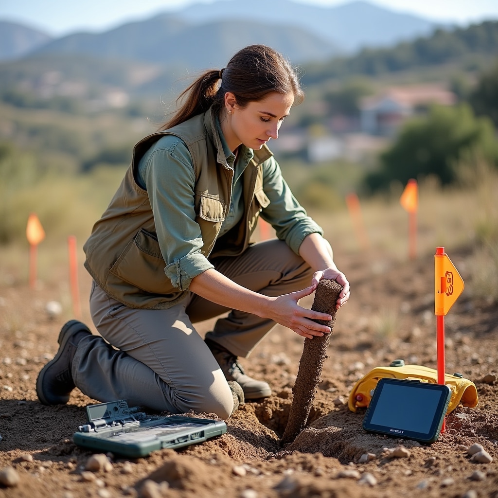 Geólogo en estudio de campo